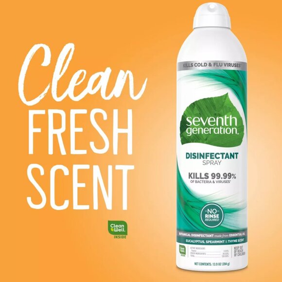 💚Seventh Generation Disinfectant Spray Eucalyptus & Spearmint - 13.9oz - Picture 4 of 8